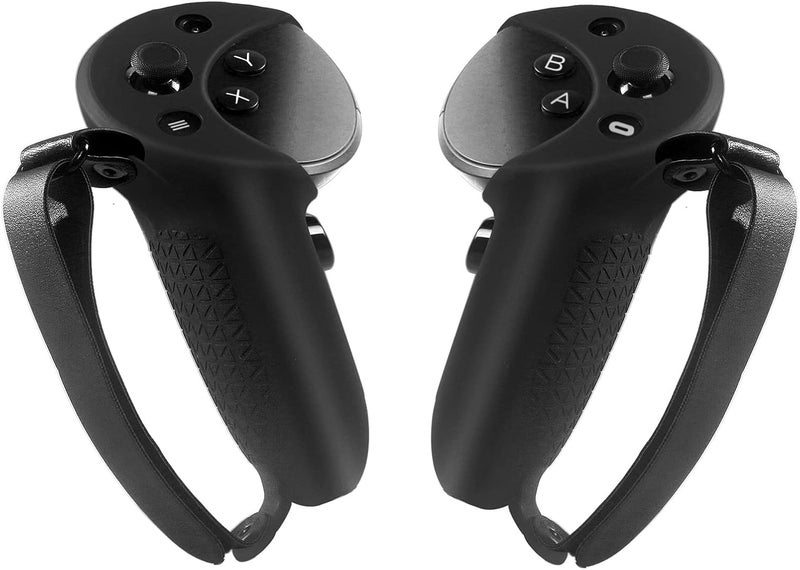 Hounyoln Silicone Grip Cover for Meta Quest Pro, Protector Cover Compatible with Meta Quest Pro Accessories Touch Controller Grips with Knuckle Straps (Black) - Image 1